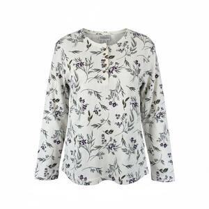 Basic‎ Editions Women's Long Sleeve White Floral Button-Up Top Cottagecore XL